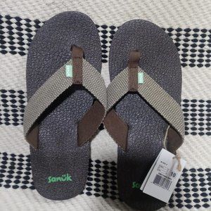 Sanuk NWT YOGI  4 Men's Beer Cozy Flip Flops Brown, Size 10